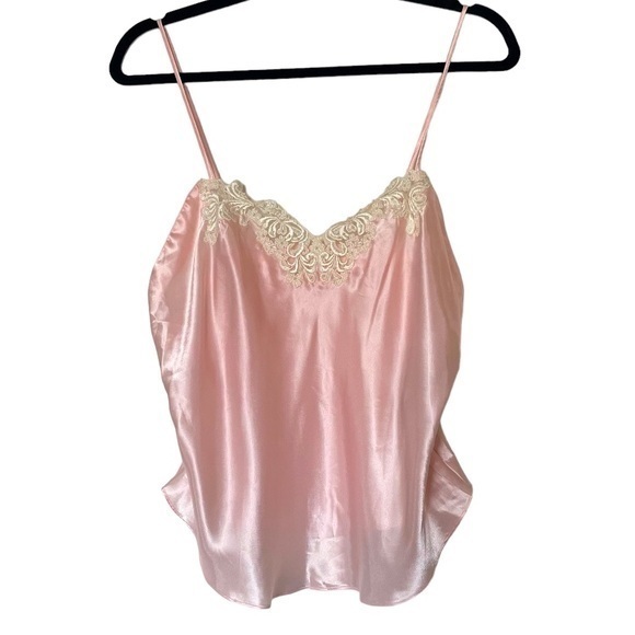 Victoria's Secret Other - Vintage Victoria’s Secret Gold Label Pink Lace Satin Camisole Large